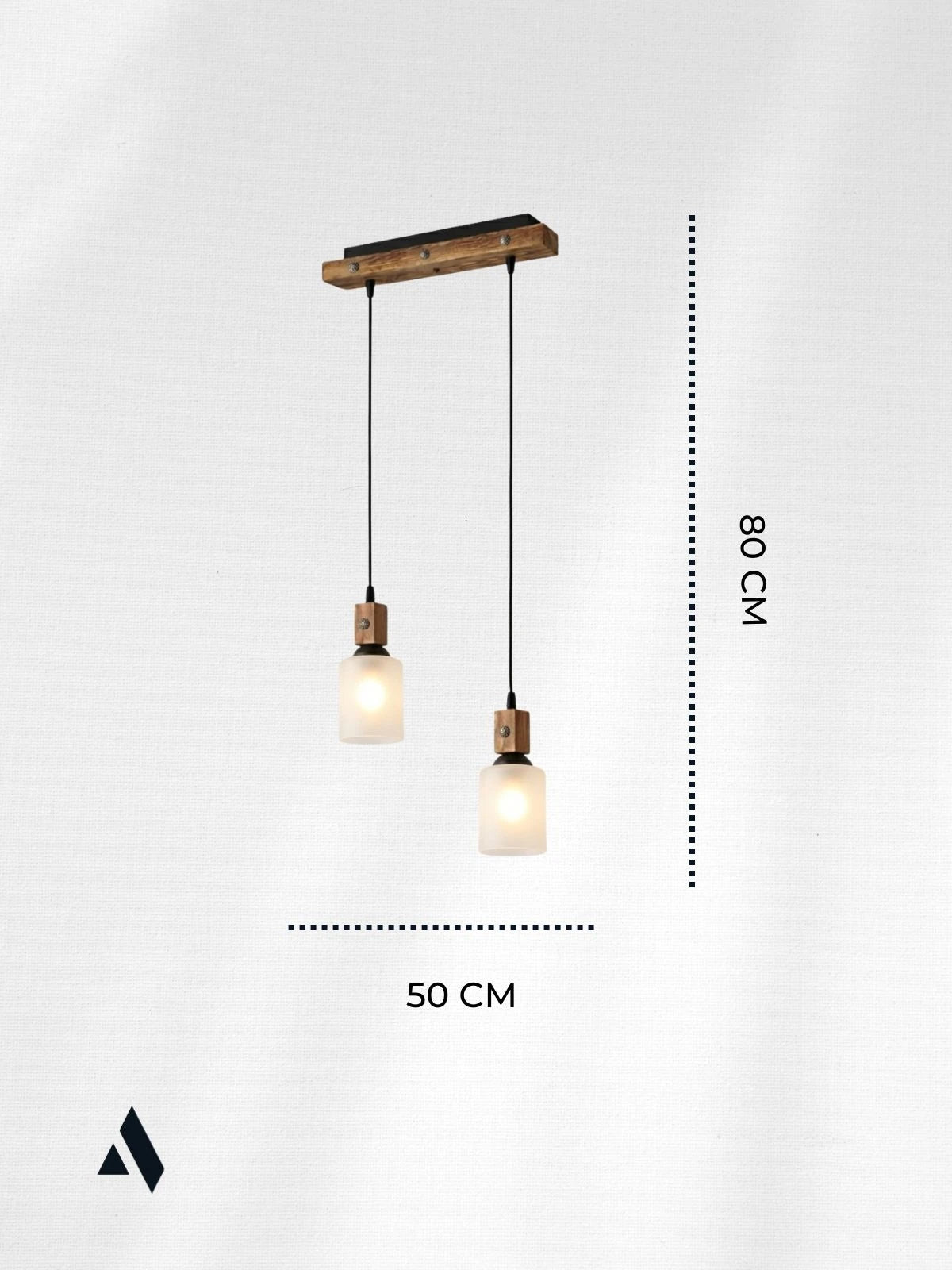 Altira 2'li Ahşap Sarkıt Avize – Modern Camlı Sıralı Mutfak ve Yemek Masası Avizesi