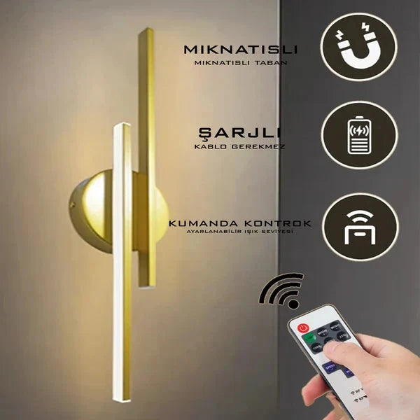 Duolux Şarjlı Manyetik LED Duvar Apliği – Kumandalı Modern Aydınlatma