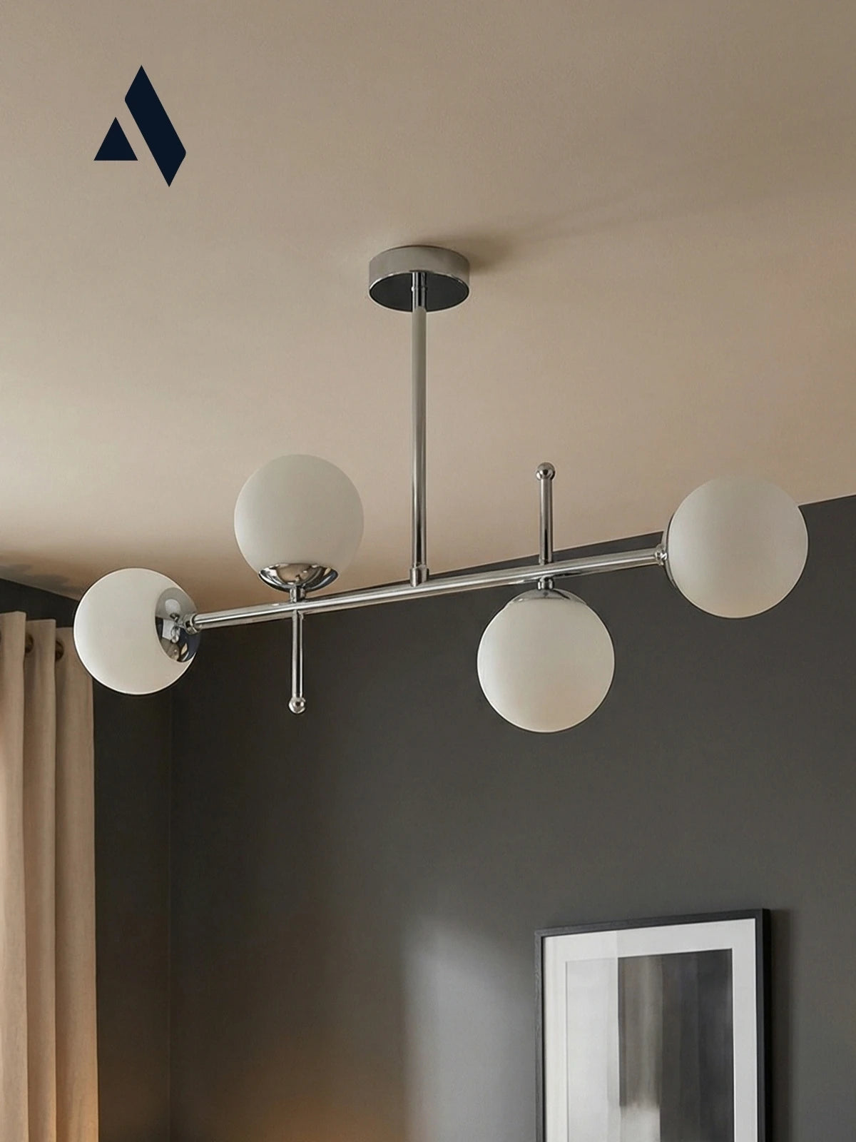 Cosmo 4’lü Modern Avize – Opal Cam Küreli Krom / Gold Metal Salon Avizesi