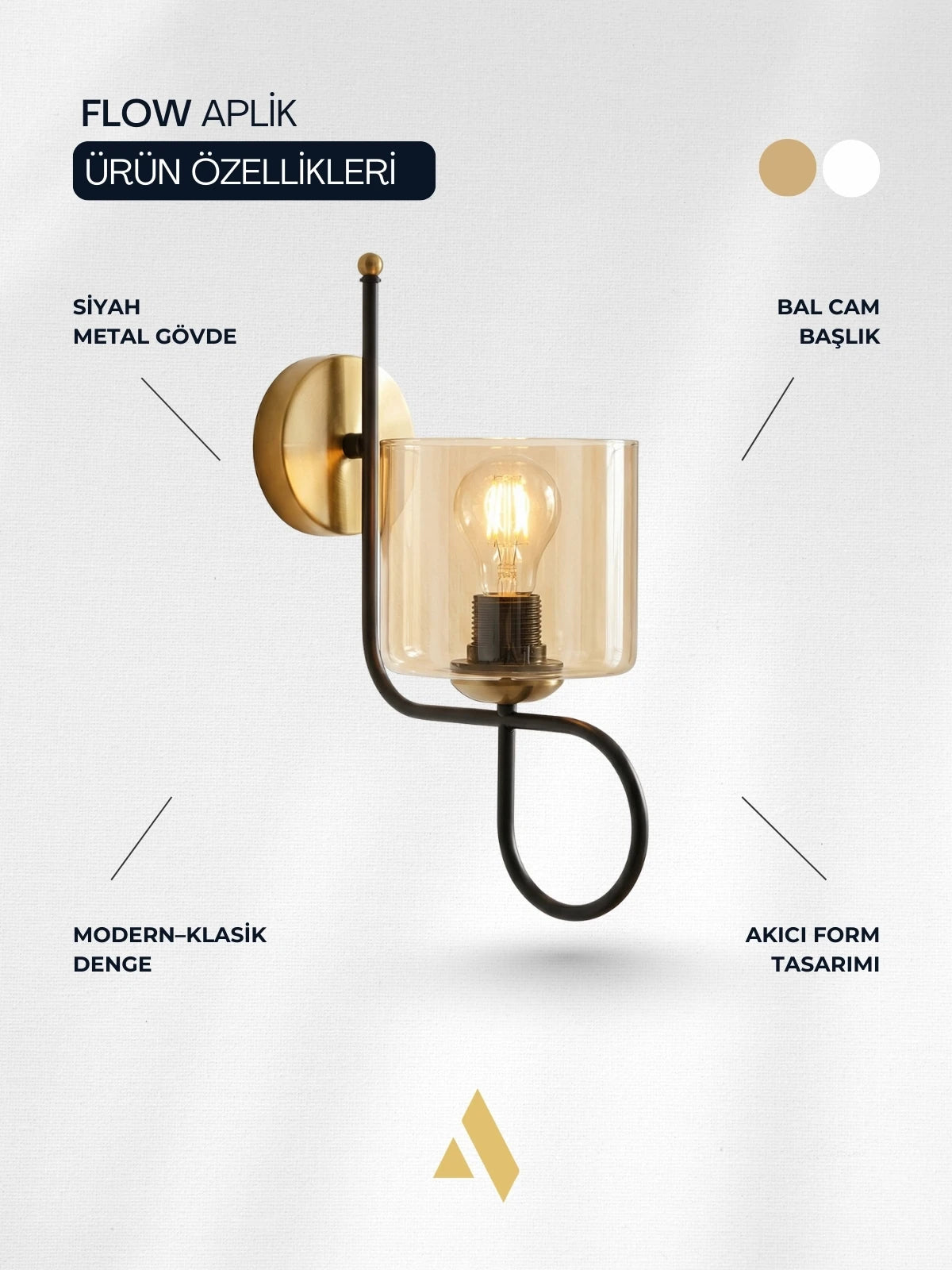 Flow Duvar Apliği – Modern Klasik Tarzda Opal ve Bal Camlı Işıltı