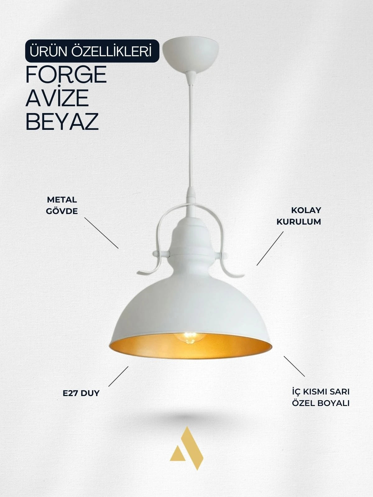 Forge Metal Tekli Sarkıt Avize –  Endüstriyel , Ofis, Mağaza, Restoran, İşyeri, Salon Aydınlatma |Alldesco