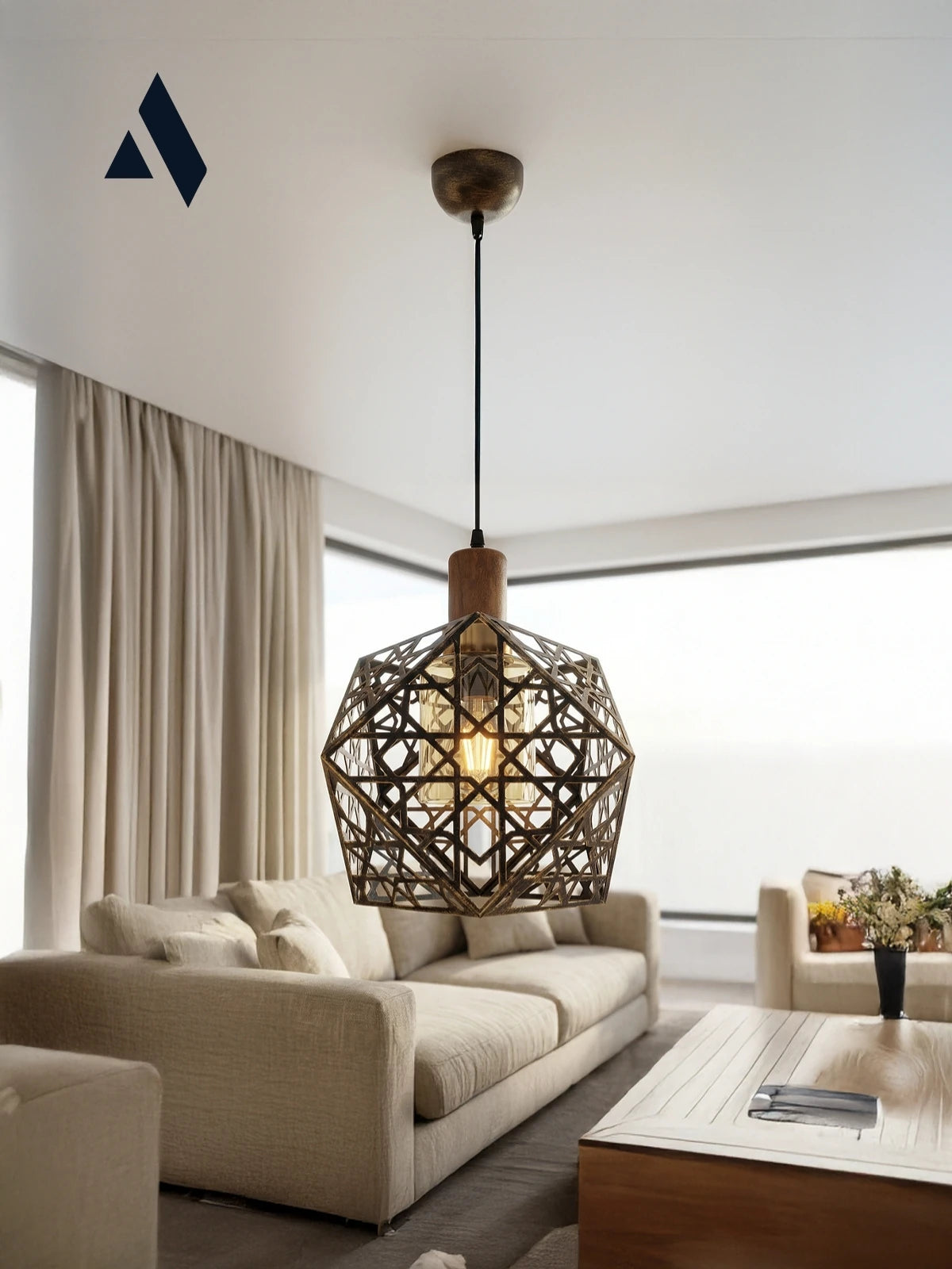Hexara Geometrik Metal Sarkıt Avize – Altıgen Form Modern Tekli Aydınlatma