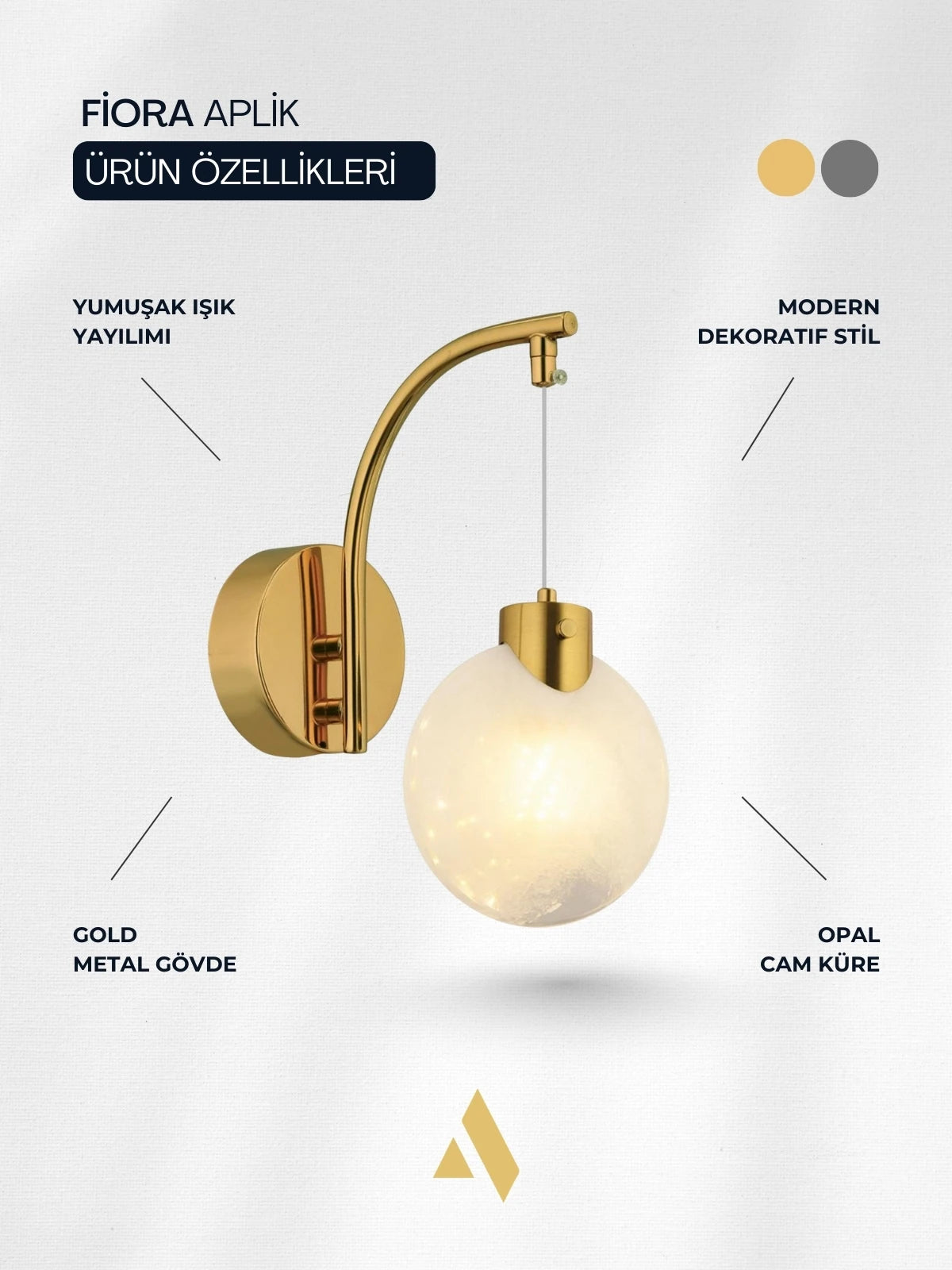 Fiora Midye Cam Küre Duvar Aplik – Gold & Krom Seçenekli