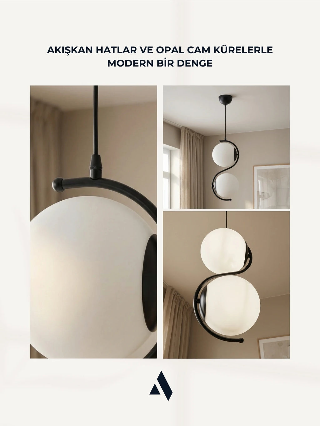 Orbis 2'li Sarkıt Avize – Modern Camlı S Form Metal Avize