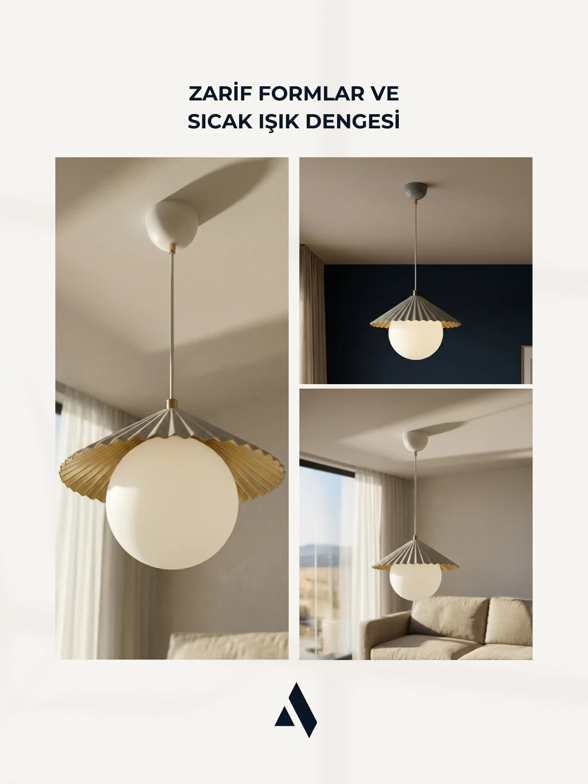 Ming Metal Sarkıt Avize – Pliseli Şapkalı Modern Camlı Tekli Aydınlatma